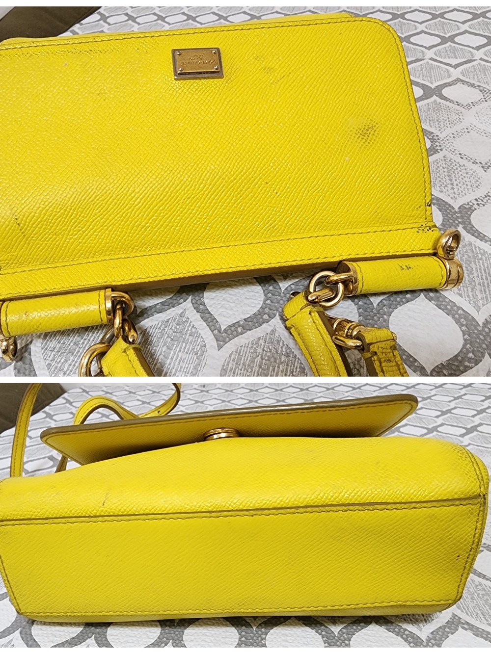 DOLCE & GABBANA Dauphine Small Miss Sicily Satchel Bag Yellow - Picture 9 of 16